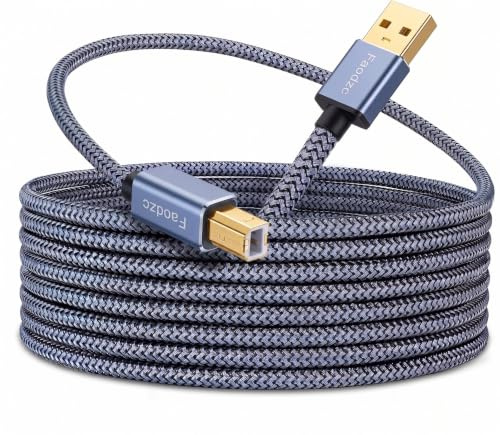 Faodzc 8m Printer Cable, USB 2.0 Type A to B Lead, Nylon Braided 480Mbps Scanner Cord for Home Office Printers