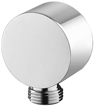 Keymark Chrome Wall Supply Elbow, Brass Round Wall Mount Shower Hose Connector 1/2″ Drop Ell Union Water Outlet for Handheld Hand Shower