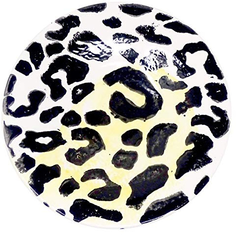 Lashuma Beilagen Teller Schwarz - Weiß - Gelb, Keramik Servierplatte Ø 16 cm, Brotteller Motiv: Leopard