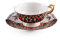 Seletti KANNAUJ - Set di tazze da tè ibride, eleganti, per la tavola ibrida, occidentale, orientale, motivo floreale, moderno, durevole, piattino, piattino da tè nero