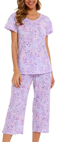 ENJOYNIGHT Pigiami da notte da donna con pantaloni Capri Set pigiama