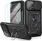 SNS Slide Camera Protection iPhone 13 Pro Max Bumper Case & 2 Gorilla Temper Glasses Heavy Duty Protection Shockproof Built-in Kickstand 360 Protection Slim Case for iphone 13 ProMax Black