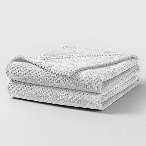 Bear & Panda Waffle Flannel Fleece Mink Throw - Sofa/Bedspread/travel Blankets – Honeycomb Super Soft, light-weighted, Warm, Cosy Large Size Single, Double, King - Silver Grey, King (200x240cm)