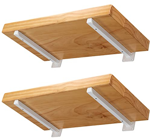 Ihomepark Regalträger 20cm, 4 Stück Metall Weiß Regalhalterung für Regalbrett Wandmontage, Schwebende Wandregal Regalhalterungen für Kliedung, Bücher in Wohnzimmer, Büro und Küchen