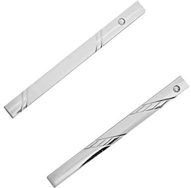 Pince à Cravate, Pince à Cravate pour Homme, Tie Broche Clip, Pinces à Cravate Slim, Epingle Pinces a Cravate, Convient pour Une Variété d'occasions, Argent (2 Pièces)