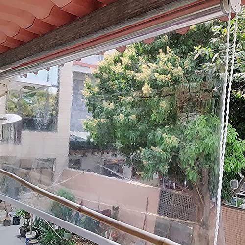 Balcony Porch Transparent Tarp Cover Pull Down Roller Shades, Plastic Waterproof Outdoor Screen Fence Blinds, Easy Set Up (Size : 100cmx100cm/39inx39.4in)