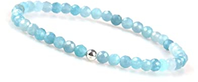 GD GOOD.designs Aquamarin Armband Damen mit echten Natursteinen und 925 Silber Perle I Naturstein Armband aus facettierte 4mm Edelstein Perlen - Inkl. Geschenkbeutel