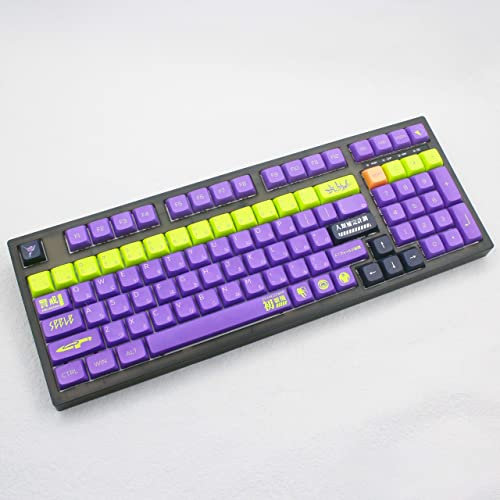 DucKey Evangelion Keycap Set, EVA 00/01/04/08 PBT Dye-Sub DSA Profile Anime Keycap For MX Switch Mechanical Gaming Keyboard (Color : EVA-01, Size : DSA)