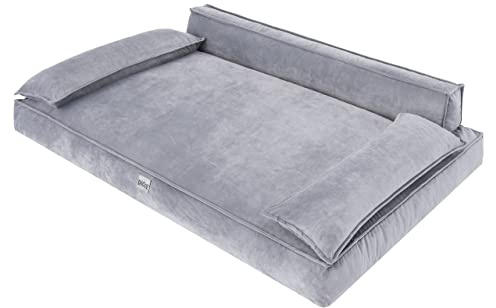 DOGGY Hundebett Haustierbett Hundeliegen Hundecouch Liegen Hundekissen Bett Sofa Hundekorb Tierbett Hundesofa Matratze Schlafplãtze, Grau, 120 x 77 cm