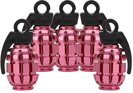 SENZEAL 5 x Aluminiumlegierung Handgranate Stil Universal Auto LKW Motorrad Rad Reifen Ventilkappen Reifen Air Ventil Cover Rosa