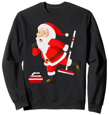 Christmas Santa Funny Curling Stone Broom Winter Sports Xmas Sweatshirt