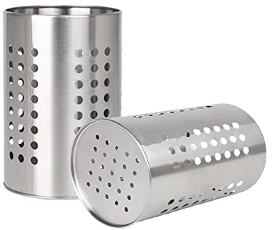 Pamtns 2 Pièces Porte Ustensiles Cuisine Pot Égouttoir à Couverts en Acier Inoxydable Vaisselle Antirouille Boite de Rangement pour Ustensiles de Cuisine Argent pour Ranger Couverts Baguettes