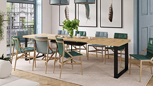 Mazzoni Design Esstisch Avella Tisch ausziehbar 160 bis 310 cm, Farbe:Eiche Artisan - Schwarz matt
