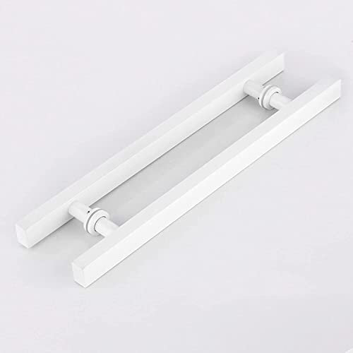 KEppd Push-Pull-Einfahrtstor, rundes Rohr, zweiseitiger Griff, Edelstahl, Innenschiebegriff für Scheunentore, weiß (Color : White, Size : 60x40cm)