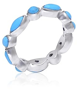 Handgefertigter Ring aus 925er-Sterlingsilber mit atemberaubendem blauen türkisfarbenen Edelstein.