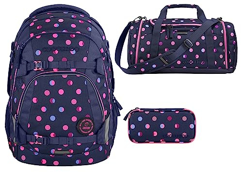 coocazoo MATE Schulrucksack-Set 3tlg inkl. Sporttasche und Schlamperbox (Reflective Moons)