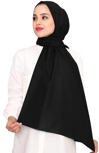 Kopftuch Damen Muslimisch Tuch Schal Premium Chiffon Hijab aus Leicht Stoff Seidenweiche Moderne Islamische Kopftücher für Muslimische Frauen (Schwarz)