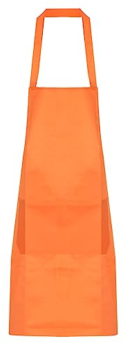 QUARKZMAN Küche Kochen Schürzen Polyester Kunst Schürzen Töpferschürze Wasserdicht Künstler Malerei Schürze mit 2 Taschen für Haus Gastronomie Handwerk Garten BBQ Orange
