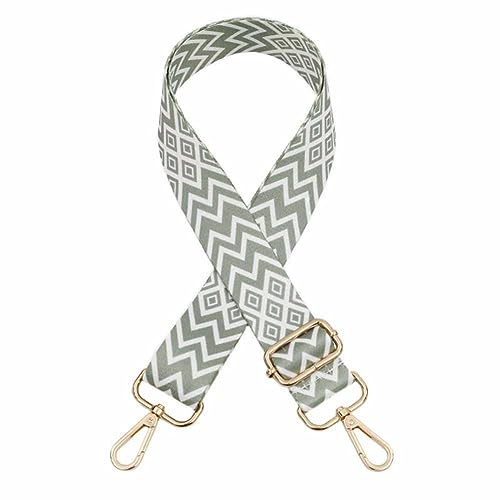 SHTGOI Taschengurte Verstellbarer Schultergurt 3.8cm Breite Rautenförmige Schulterriemen Doppelseitiges Muster Geflochten Umhängegurt Ethno-Stil Taschenriemen für Damen Taschen Zubehör Matcha Grün