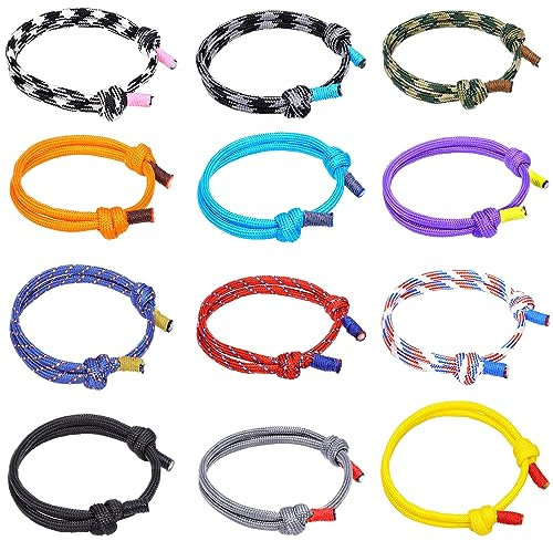 Bhoulandi 12 Pack Nautical Bracelet Rope, Surfer Beach Bracelets, Braided Bracelets String Adjustable, Handmade Bracelet Rope Colorful for Men Women Unisex