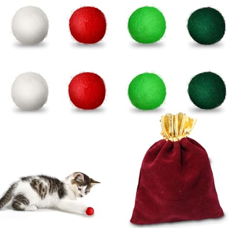 ROSAUI 8 Stück Filzbälle - Katzen Spielzeug - Katzenball - Interaktives Katzenspielzeug Ball - 100% Schafwolle - Spielbälle für Katzen- Natürliches Spielzeug
