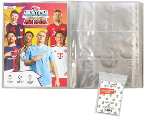 Bundle mit Match Attax Champions League Trading Cards - 1 Leere Sammelmappe + Exklusive Collect-it Hüllen (2023/24)