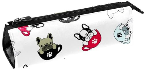 VAPOKF Bulldogge Mops in der Kaffeetasse Stifttasche Schreibwaren Beutel Bleistift Tasche Kosmetiktasche Tasche Kompakte Reißverschlusstasche, multi, 5.5 ×6 ×20CM/2.2x2.4x7.9 in, Taschen-Organizer