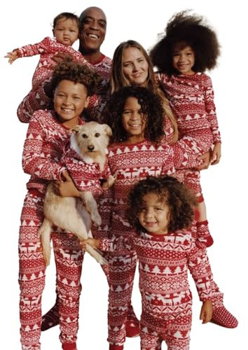 MUYOGRT Pyjama de Noël Famille Combinaison Pyjama Maison Chaud Jumpsuit Costume Famille Pyjamas Impirmé de Noël Couple Ensemble Femme Homme Fille BéBé Garçon Printemps Automne Hiver (16, Mère)