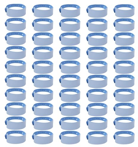 50 braccialetti bianchi blu, per l'identificazione, bracciali d'ingresso, bracciali regolabili e semplici, per attività