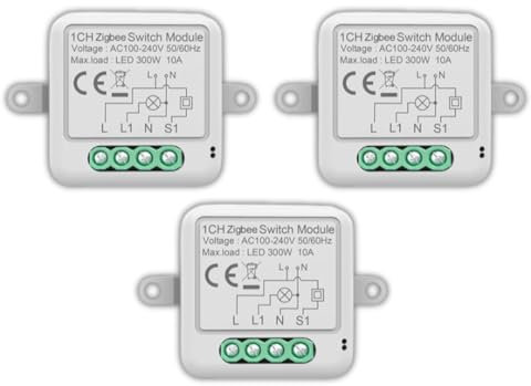Interuttore Intelligente | ZigBee | ZeVi Switch 1G Modulo per Automazione domestica, Controllo Remoto Luci e Dispositivi app SmartLife, Domotica Fai-da-Te, Compatibile con Alexa e Google Home 3pz