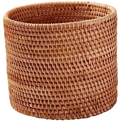Ciieeo Rattan Trash Can Woven Basket for Home Organizing Natural Material for Sundries Storage for Desktop Use Pastoral Style Design