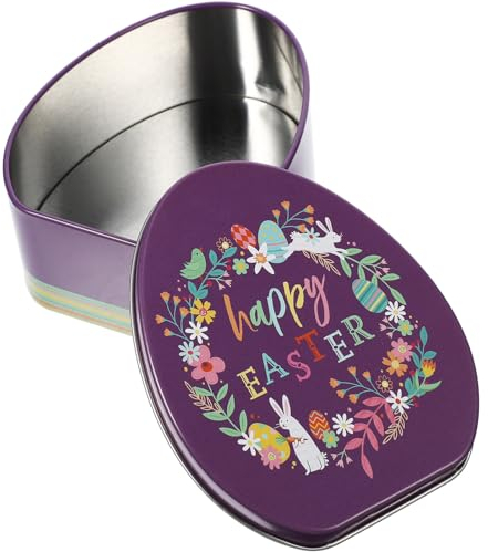 Lurrose Easter Bunny Tinplate Storage Case Decorative Candy Container for Treats and Lightweight Design for Easter Parties and Packaging Floral Decor