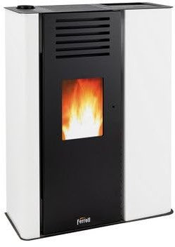 Suinga Pelletofen Ferrori Atlas 9 kW, hohe Effizienz und Design mit beheizter Oberfläche, Weiß