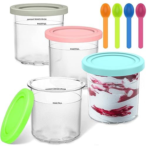 LIAMERHE Paquete de 4 Recipientes de Helado de Repuesto para Ninja Creami Contenedores de Pinta Compatibles con NC301 NC300EU NC299AMZ Aptas para Lavavajillas Sin BPA Dessert Tubs para Ninja Creami