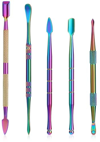 Nogeqi 5 Stück Edelstahl Wachs Werkzeug, Regenbogen Wachsschnitzwerkzeug Tonwachs Schnitzer Werkzeuge, Wax Carving Tools, Modellierwerkzeug Werkzeug Doppelendige Modellieren Schaben Formen