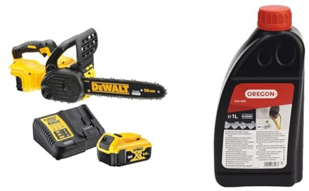 Tronçonneuse Elagueuse XR 18V (1x 5Ah) Li-Ion DEWALT DCM565P1 & Oregon - Huile pour Chaîne et Guide-Chaîne de Tronçonneuse, 1 L (O10-4935)