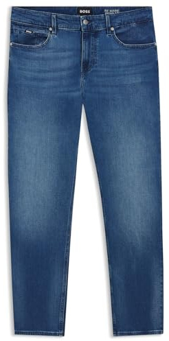 BOSS Mens H-Re.Maine Maine Blue Regular-fit Jeans in Cashmere-Touch Denim