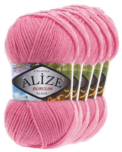 5 x 100g Strickgarn Strickwolle Alize Burcum uni/einfarbig, wähle deine Farbe, Farbe:178 hortensie