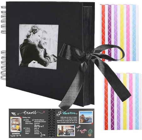 Fotoalbum zum Selbstgestalten, 25x25cm Fotoalbum zum Einkleben, Hardcover Kraftpapier Spiralalbum, Braunen Scrapbook Album mit 60 Seiten für Baby Valentinstag Geburtstag und Hochzeit