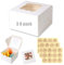 Boite a Gateau Carton, 30 Boîtes à Gâteaux avec Fenêtre Transparente, Boîtes à Gâteaux en Papier Cartonné Blanc, Boîtes D'emballage pour Desserts, avec Autocollants(Blanc)