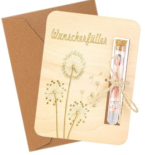 ZABARE Wunscherfüller Geldgeschenke Verpackung aus Holz mit Umschlägen Lustige Wunscherfüller Geldgeschenk mit Reagenzgläsern und Bindfaden Geldgeschenk für Geburtstag Hochzeit Jugendweihe