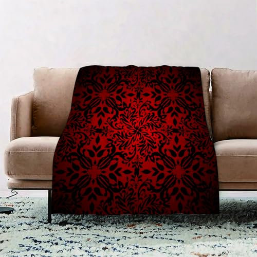 EOMKSE Kuscheldecke Flauschig Decke - weiche warme Fleecedecke 100x130cm als Decke Sofa,Rot und Schwarz, Tribal Mandala Ethnic Oriental Design Blumen EIN,Wohndecke oder Couchdecke überwurf