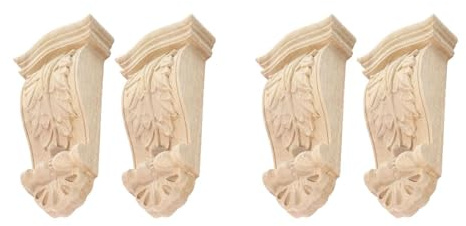 MAGICLULU Geschnitzte Holzkonsole Aus Holz Römische Spalte Rustikal Und Dekorativ 4 Stück Für Wand Möbel Und Heimdekoration Im Europäischen Stil