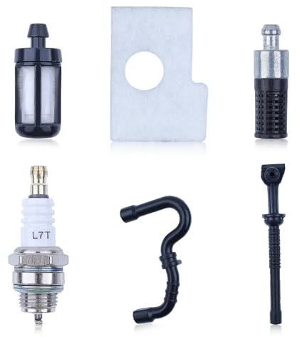 Mtanlo Kit de Filtre à Air et de Bougie d'allumage pour Stihl 017 018 MS170 MS180 Tronçonneuse, Filtre à Air avec Filtre à Carburant Tuyau à Essence L7T/BPMR7A Bougie d'allumage