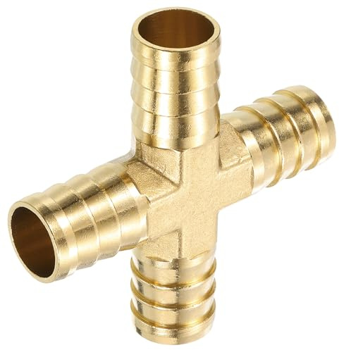 QUARKZMAN 1 Stück Messing 4-Wege-Rohrverschraubung, 3/4 (19mm) Kreuzstück-Schlauchverbinder für Wasser/Kraftstoff/Lufttransport Verbinden von Rohrleitungen