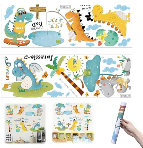 Pegatinas de Pared Dinosaurios, Grande Vinilos Decorativos Pared Dinosaurio Pegatinas Pare Decorativas Bonito Vinilo Pareds Infantil para Infantiles Niños Habitación Cuarto de Jugar, 1 Pieza
