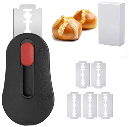 CYXZMYA Bäckermesser+6 Individuell Klinge,Teigmesser Brot Mit, Tragbarer Brotklinge und Ideale Brotklinge,Brot Backen Zubehör Für Brot Und Brötchen, 7x4cm
