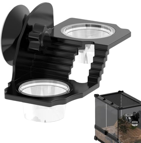 Reptile Feeder Ledge - Reptile Food Dish,Suction Cup Feeder, Tank Accessories, Feeding Cup for Tortoise Bearded Dragon Chameleon Spider Snake