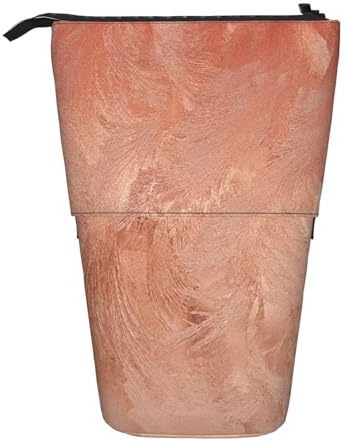 Tcoay Roségold-Kupferstruktur, metallisch, stehender Stiftehalter, Schreibwarentasche, Stiftetasche, Organizer, Teleskop-Stifteetui