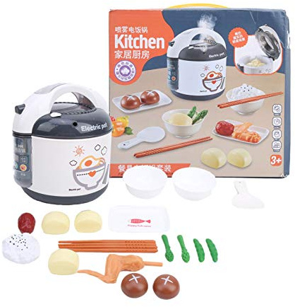Mtlavishness Kids Rice Cooker Toy Plastic Simulation Kitchen Cooking Appliances Toys Set Gray Lightweight Easy to Bright Colors for Lifelike Pretend Games Suitable for 3 Years Old